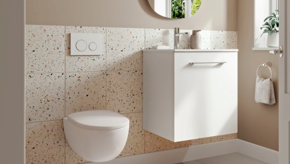 Small Geberit Selnova bathroom with wall-hung WC and washplace Small Geberit Selnova bathroom with wall-hung WC and washplace