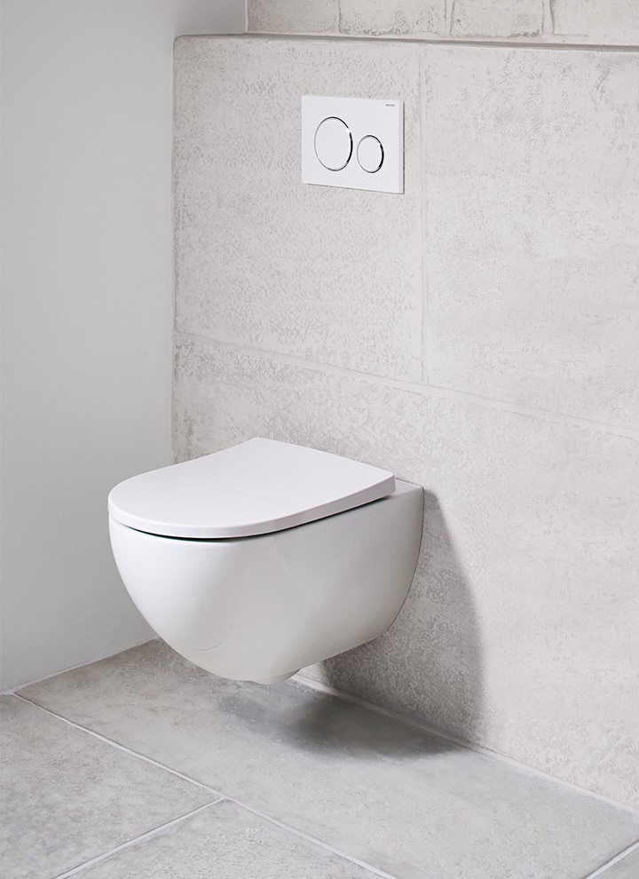 Wall-hung WC for uninterrupted floor cleaning