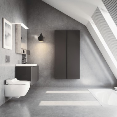 Geberit AquaClean Tuma shower toilet with brushed stainless steel cover Geberit AquaClean Tuma shower toilet with brushed stainless steel cover