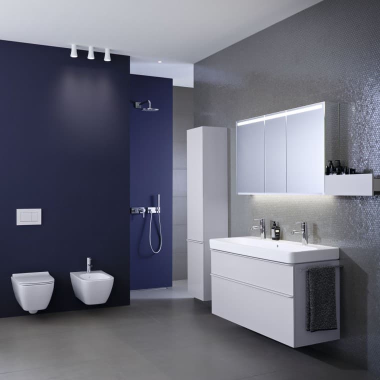 Bathroom with Geberit Smyle toilet and washbasin Bathroom with Geberit Smyle toilet and washbasin