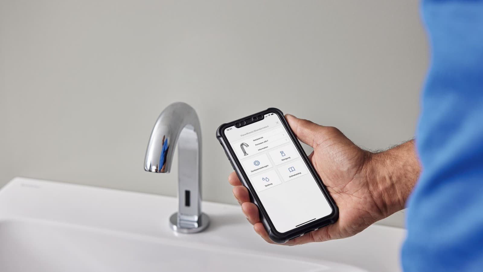 Setting Geberit washbasin taps via the Geberit Control app Setting Geberit washbasin taps via the Geberit Control app