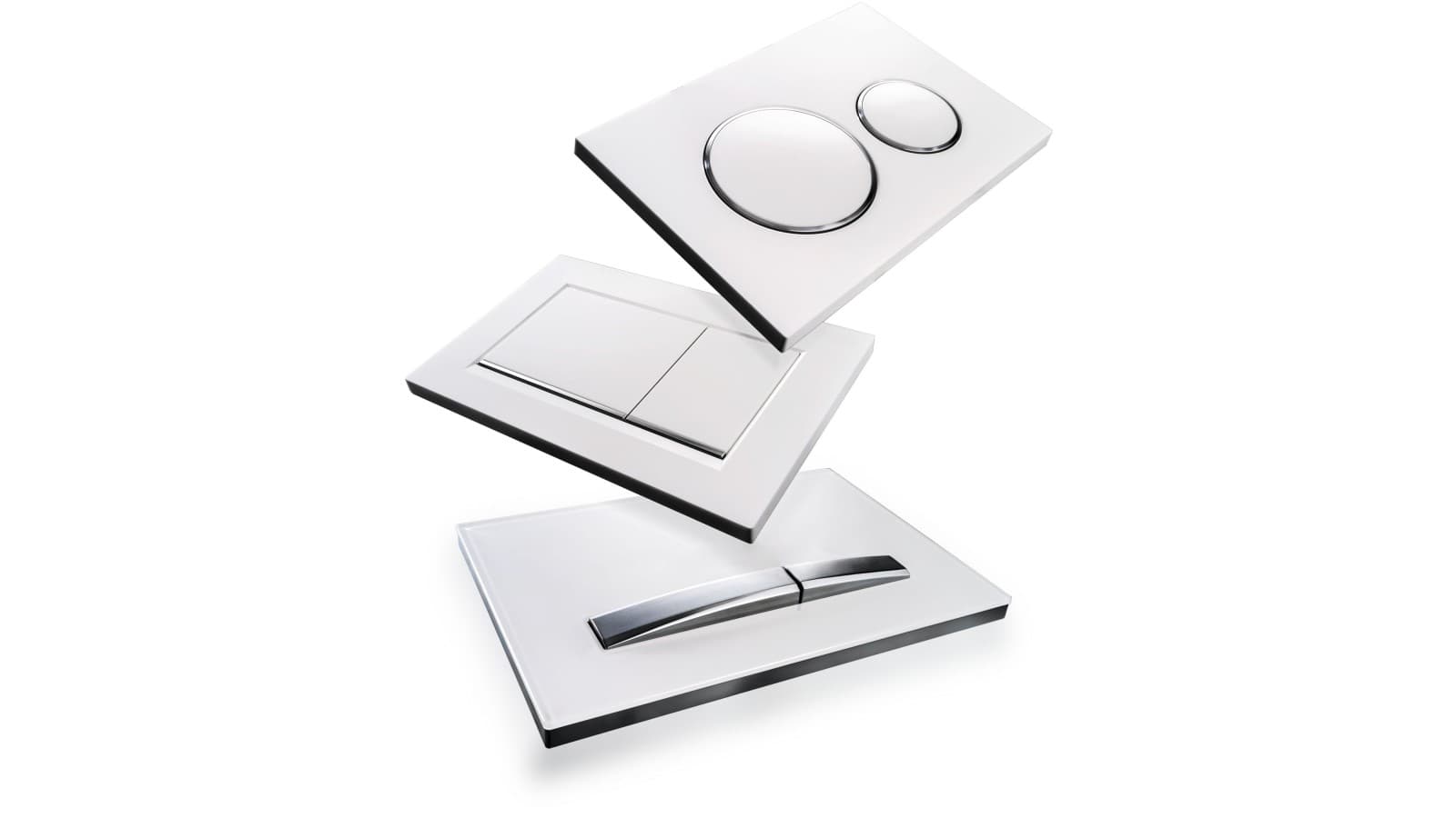 White Geberit Sigma flush plates in various designs White Geberit Sigma flush plates in various designs